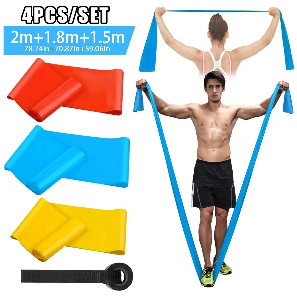 Pilates Bar Kit With Resistance Bands - 4Pcs/Set Elastic Fitness Bands Resistance Bands