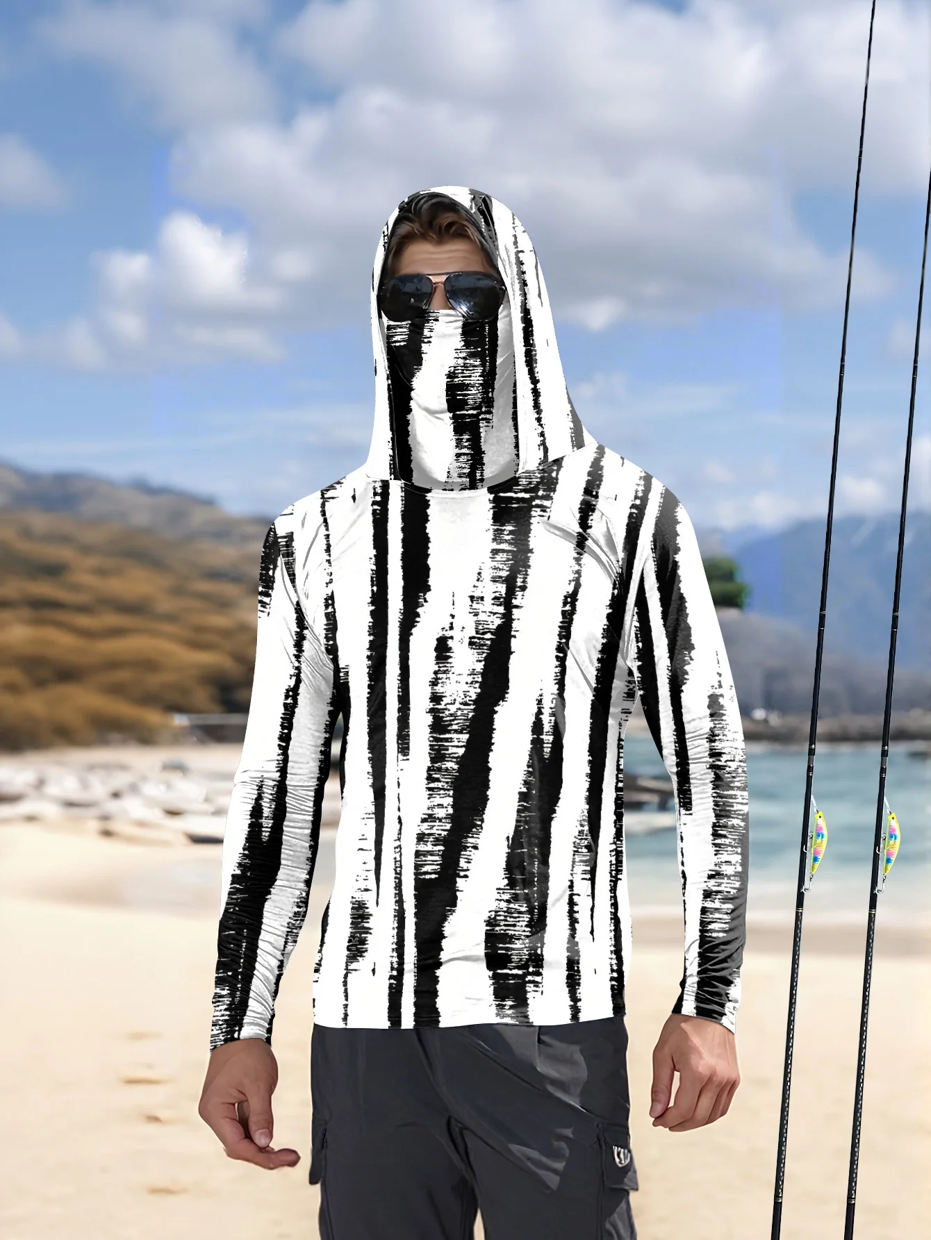 Men Black‑White Stripe Fishing - Fishing recension och pris